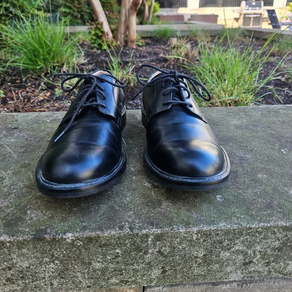 Johnston & Murphy Mason Plain Toe Dress Shoes 9 Black Leather Derby Classic Work